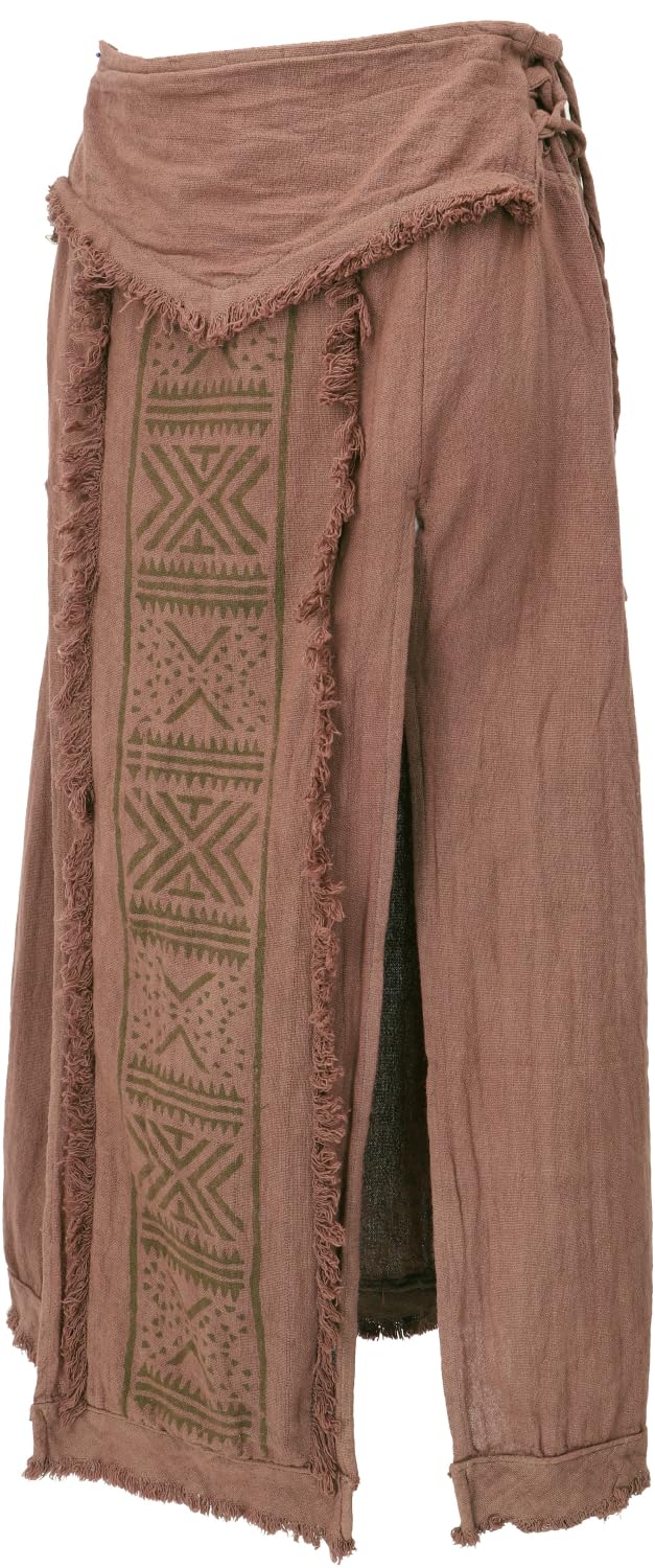 GURU SHOP Falda de panel largo, falda abierta de verano, falda étnica, para mujer, marrón, algodón, talla: 38