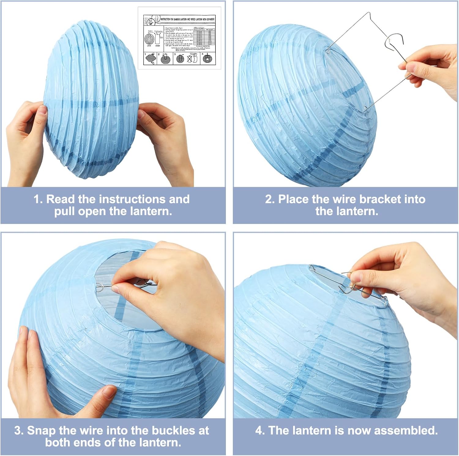 12 Pcs Spring Paper Lanterns Blue Hydrangea Lantern 8" 10" 12" Blue White Plaid Round Paper Lamp Chinese Floral Hanging Decor for Spring Birthday Wedding Baby Shower Flower Tea Party Decorations