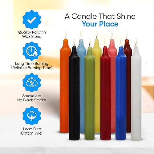 Miniatura 5 de Raajsee Mini velas cónicas sin perfume (multicolor)  Barras de vela de 4 pulgadas  Sin humo y sin goteo  Cera de parafina con mechas de algodón