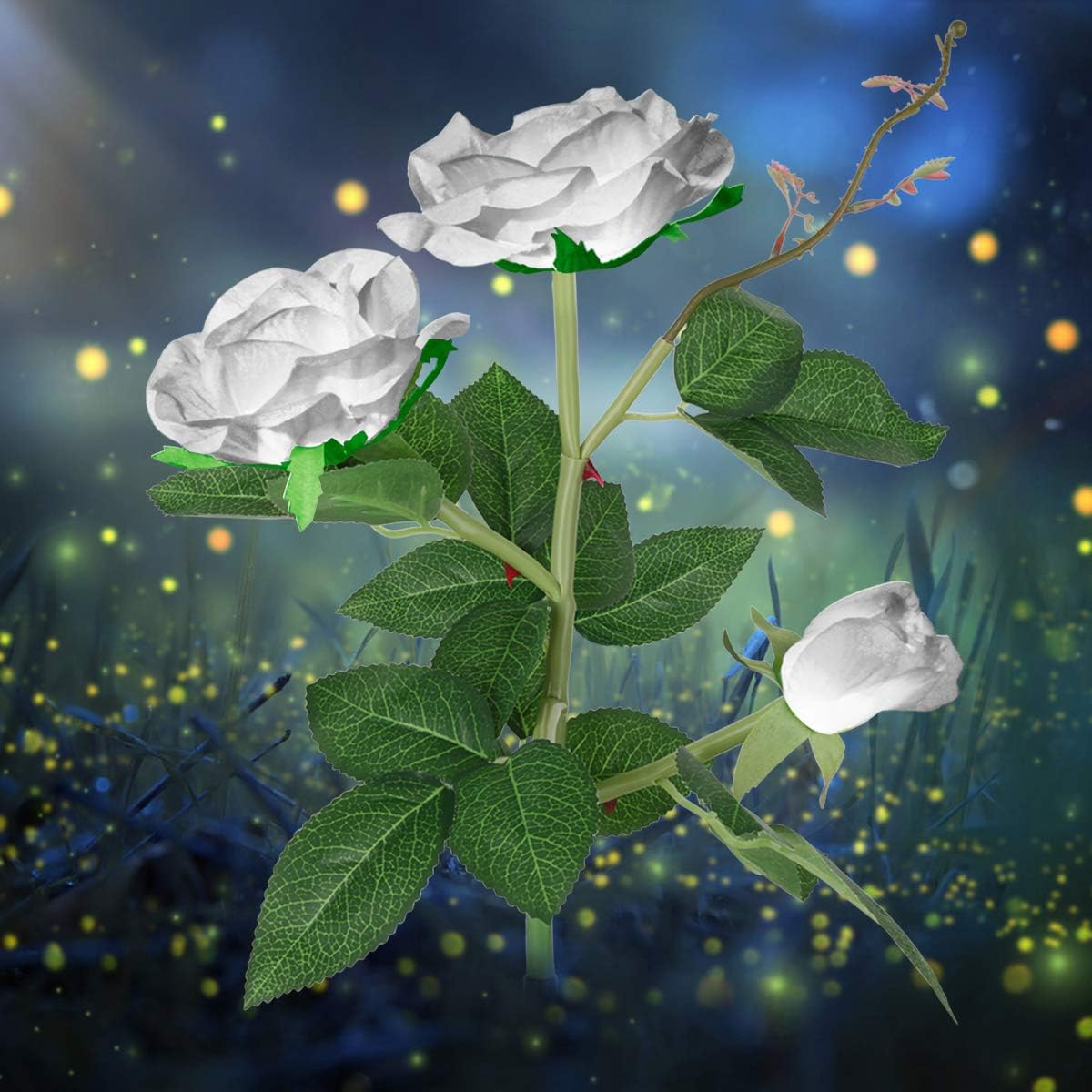 Creny Roses Solar Flower Lights, 3 LED Light Outdoor Waterproof Landscape Decorative Lamp for Garden Lawn Balcony Illumination