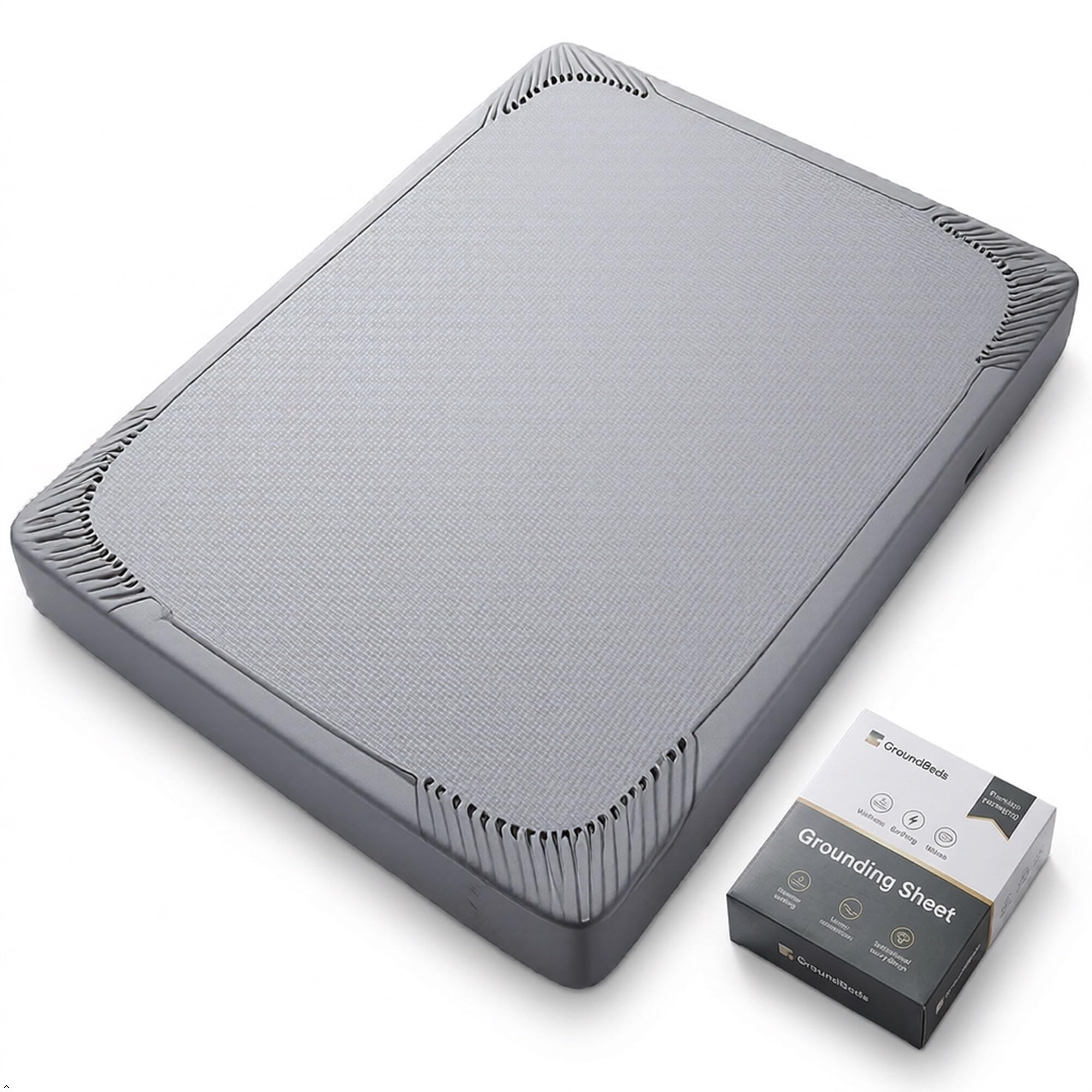 GroundBeds Luxe Grounding Fitted Sheet, King, Gray, 78 x 80 in image 3
