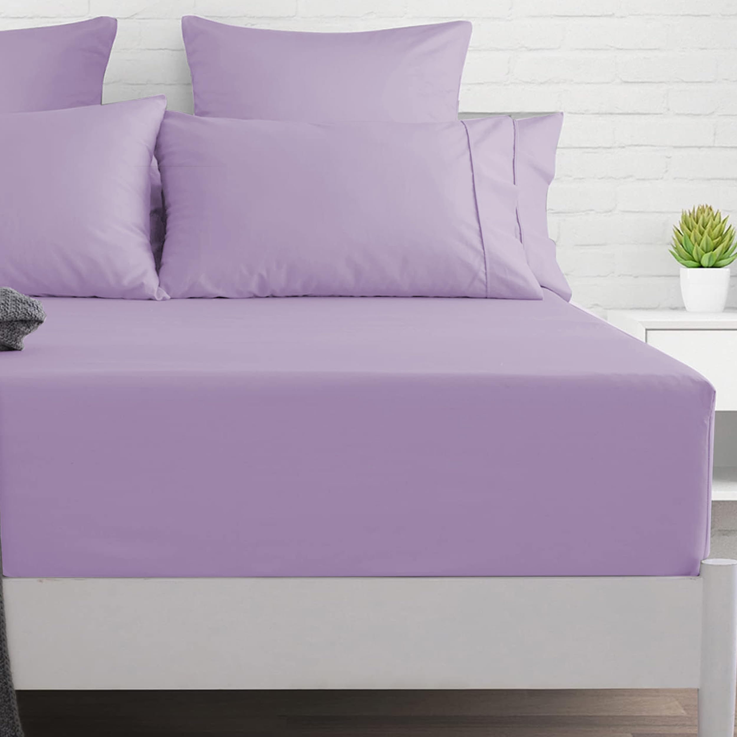 PRIME LINENS Extra Deep Fitted Sheet 40 CM Brushed Microfiber Wrinkle & Fade Resistant Bottom Sheet Soft Durable Bed Sheets (Lilac, King)