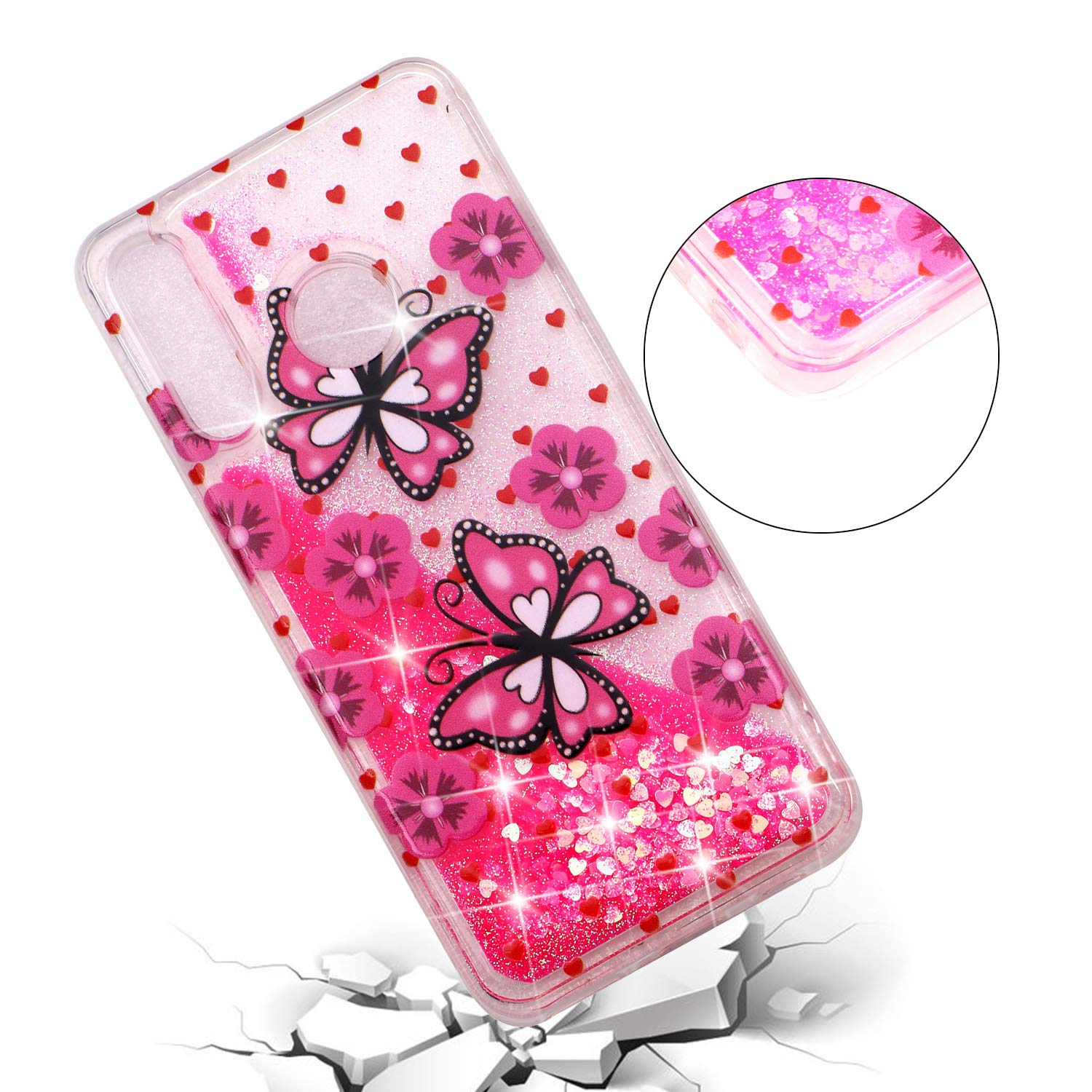 3 Custodie Silicone Per Huawei P30 Lite | Trasparenti Con Disegno Marmo Blu | Morbide TPU Antiurto | Cover Protettiva Per Ragazze - 3