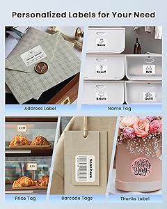 NDYIN Label Makers, Label Maker Machine with Tape, Bluetooth Label Maker, Portable Thermal 2 Inch Label Printer for Small Business, Barcode, Address, Logo, Clothing, Sticker Printer for Phones & PC