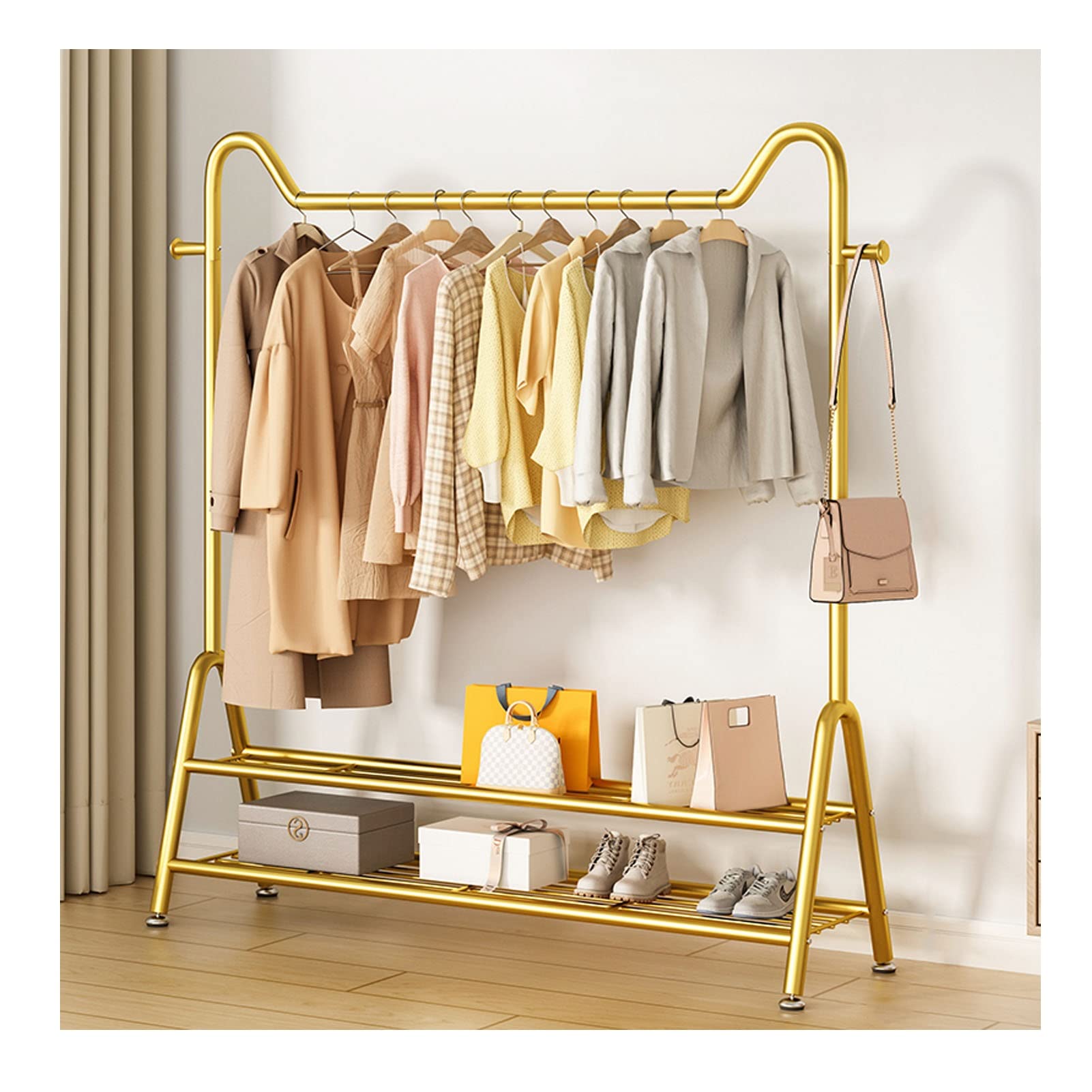 Heavy Du Metal appendiabiti Hanr - Appendiabiti autoportante con ripiani a 2 ripiani per camera da letto Sto - Slish d h 150 cm Multi-Function Garment nizer