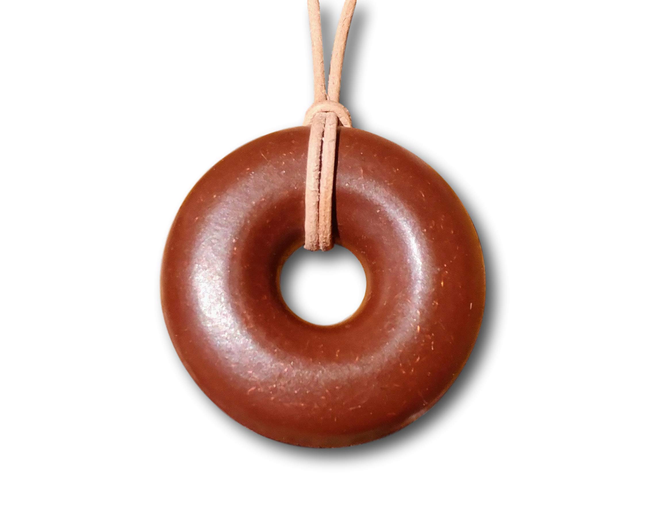 Orgonite Pendant - Orgonite Andy - Orgone Energy Generator - Sedona Vortex Donut Necklace - Red - Chakra Healing Jewelry - 30" Natural Leather Cord