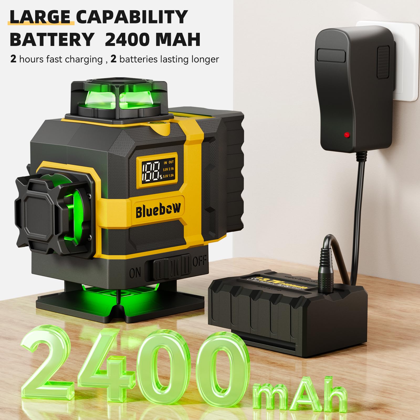 Bluebow Nivel Láser Autonivelante con Tripode, 4D con 16 líneas láser | con 2 baterías, Láser de Construcción 360° X 4 para Azulejos, Colgar Cuadros, Reformas del Hogar y Proyectos de Interior
