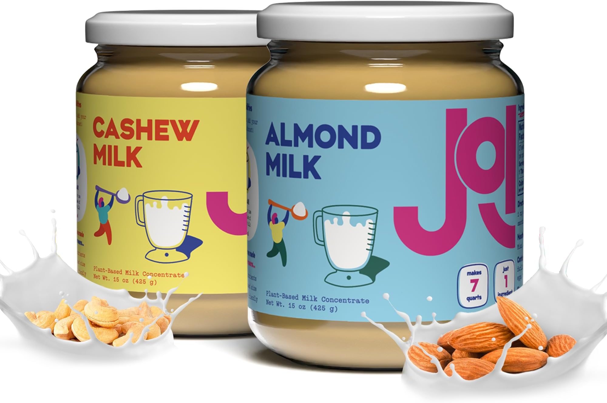 Cashew & Almond Milk Unsweetened Plain Concentrate by JOI - 2-Pack x 27 Servings - Vegan, Kosher, Shelf Stable, Keto-Friendly, Dairy Free, & Fat Free Milk - Almond Milk Powder Substitute, Coffee