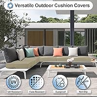Vista 4 de OutdoorLines Funda de cojín de repuesto impermeable para asiento de patio, antideslizante, para jardín y patio trasero