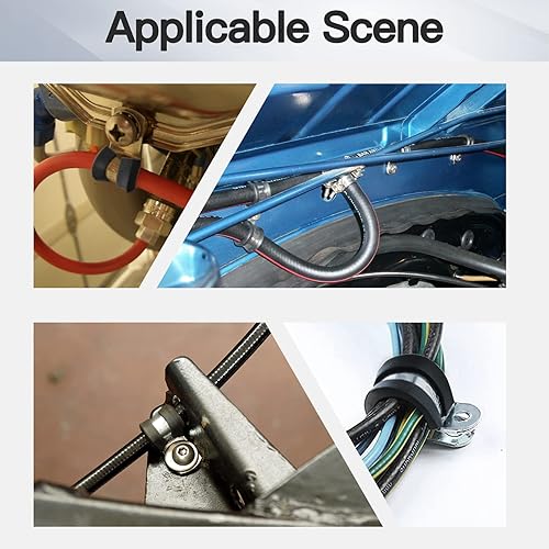 Miniatura 6 de 20 abrazaderas de cable de acero inoxidable de 58 pulgadas, abrazadera de tubo aislada acolchada de goma tipo R abrazadera de alambre de metal para