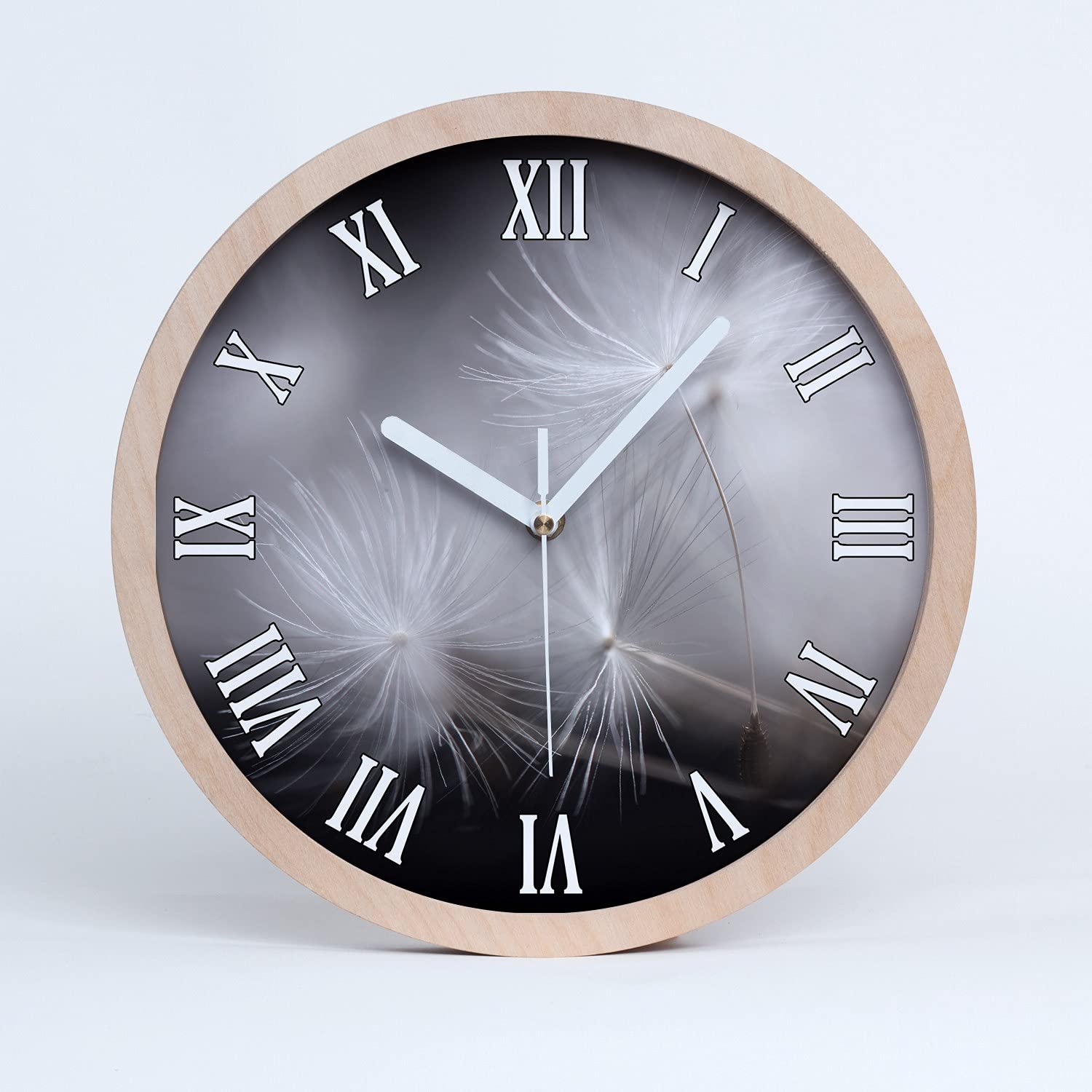 Horloge murale bois 30cm Tulup design pissenlit moderne pour salon