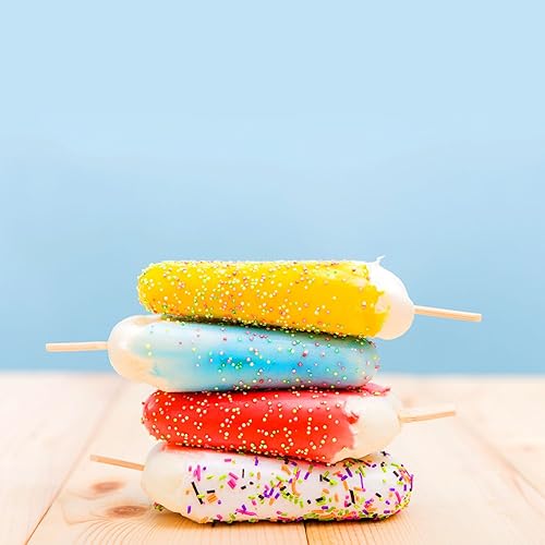 Miniatura 8 de Molde de silicona para helado de Beicemania sin BPA con palos de madera clásicos ovalados redondos, Clásico, Rojo