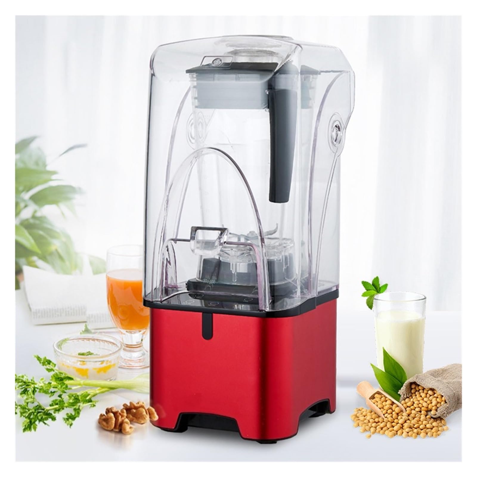 Profesjonalny Blender Z Inteligentnym Timerem O Mocy 2200 W, Sokowirówka, Robot Kuchenny, Kruszarka Do Lodu I Koktajli, Elektryczny Energiczne Mieszanie(Red)