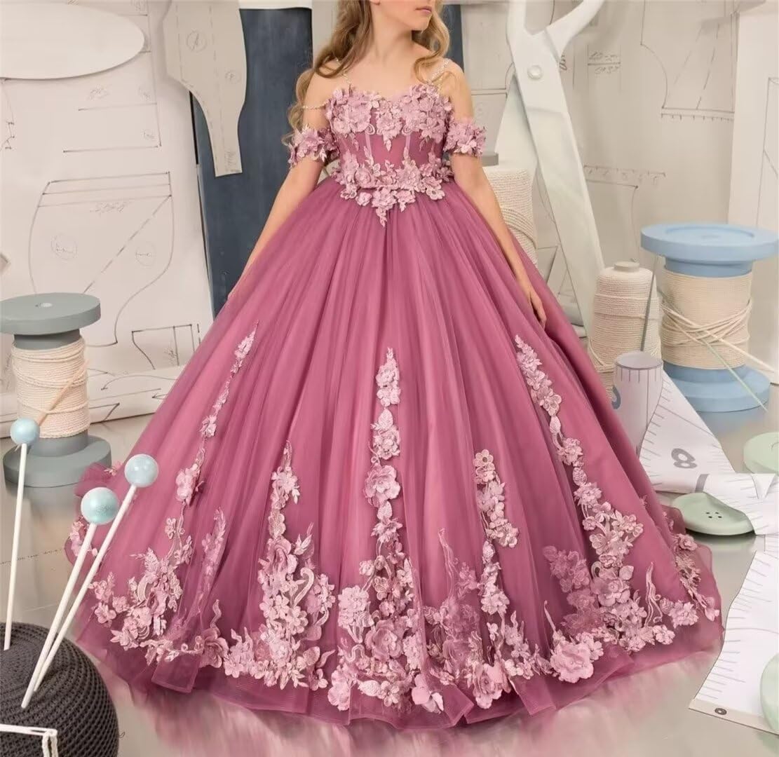 Girls Pageant Dress Off Shoulder Lace Appliques Flower Girl Dresses for Wedding Tulle Long Prom Ball Gown for Kids Mint Green 14 - Image 2