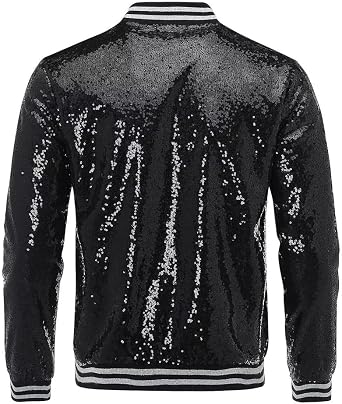 Men's Shiny Sequin Glitter Sparkling Bomber Jacket - Sequin Jacket for Men