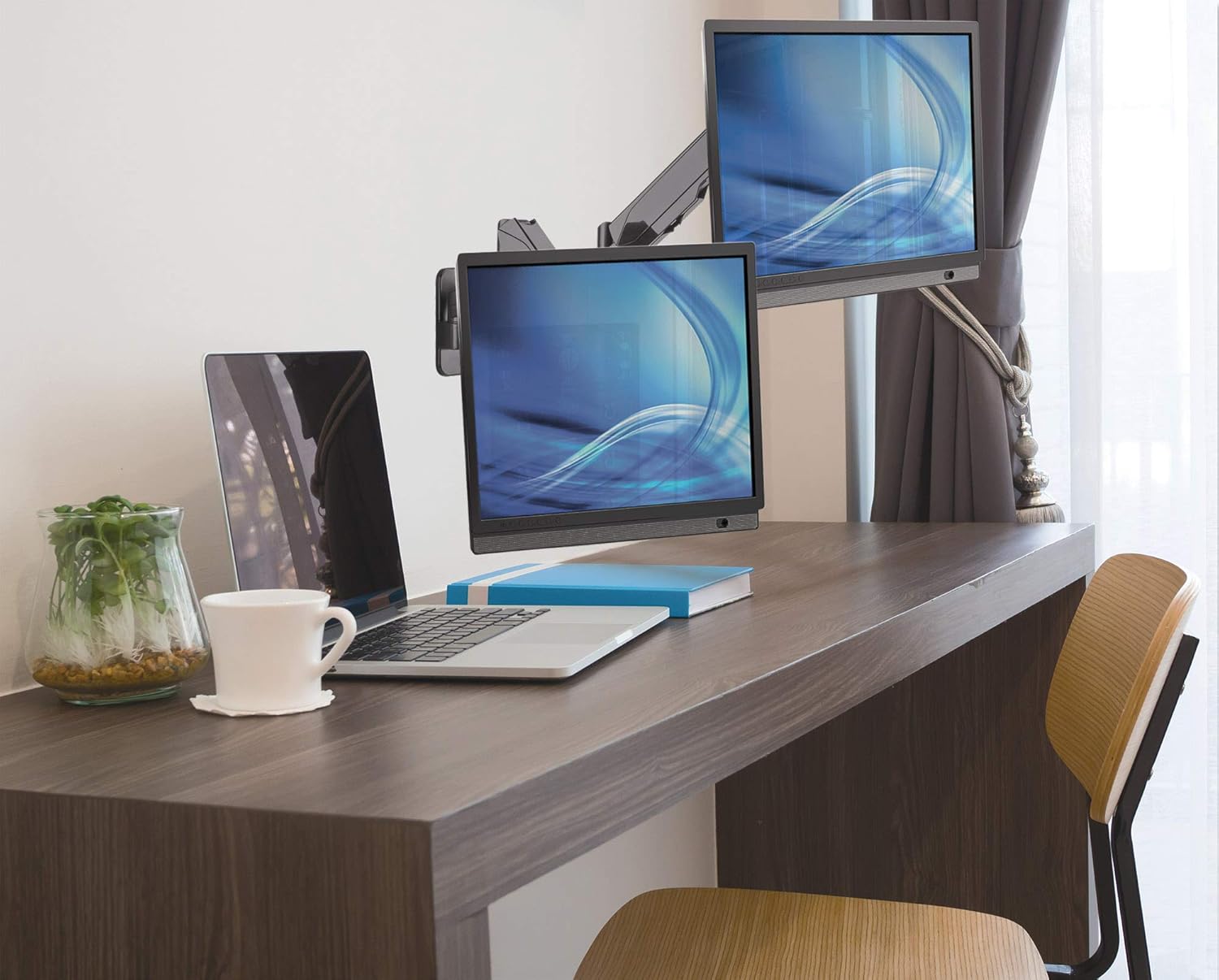 Lowest Price Universal Gas Spring Dual Monitor Wall Mount Two Gas-Spring Jointed Arms, Supports Two 17 to 32 TV Or Monitors up to 8 Kg (17.64 Lbs.) Model Number 461627