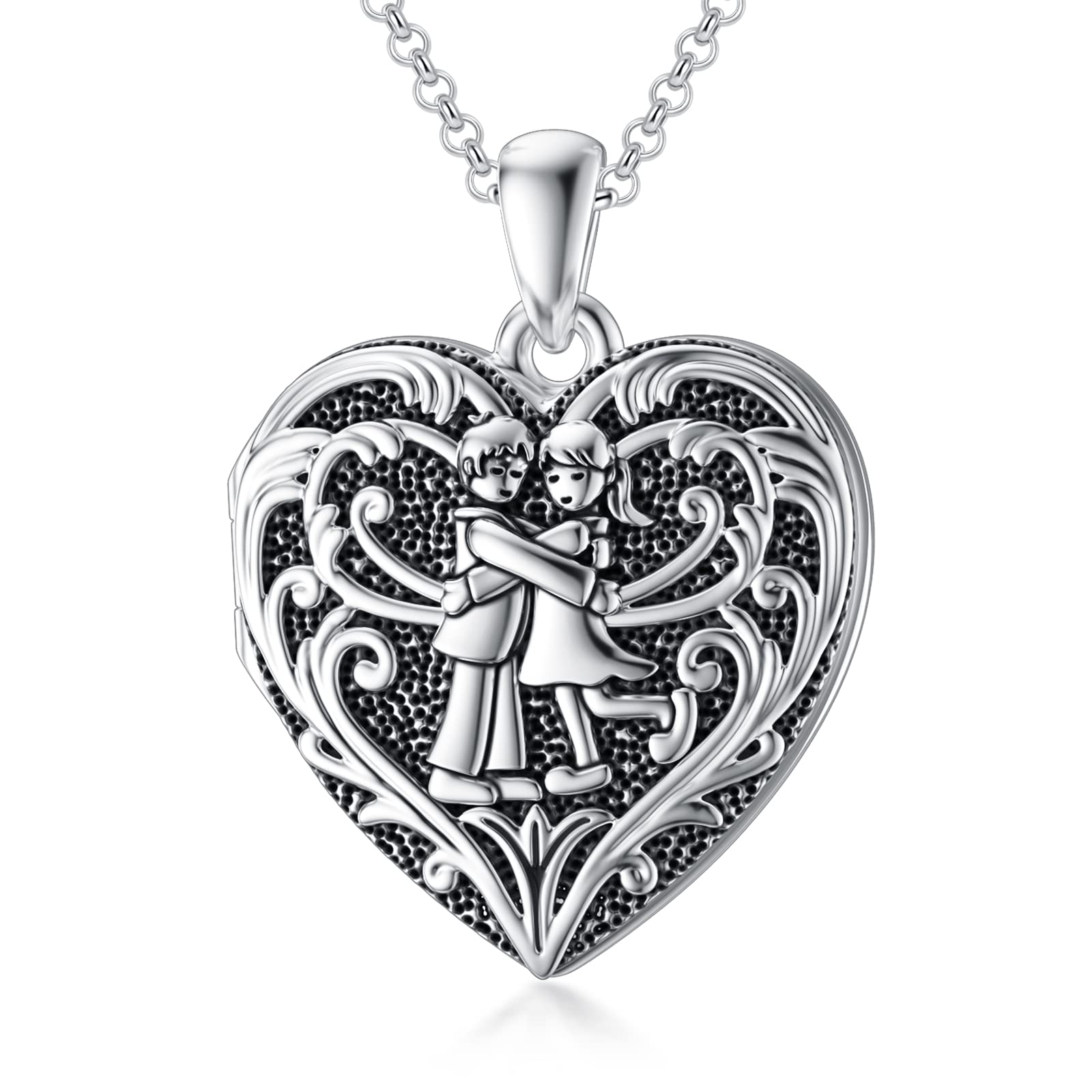 SOULMEET Herz/Rund Form Medaillon Halskette Sterling Silber Halskette Hält Bild Fotos Personalisierte Foto Anhänger Halskette für Frauen Mädchen