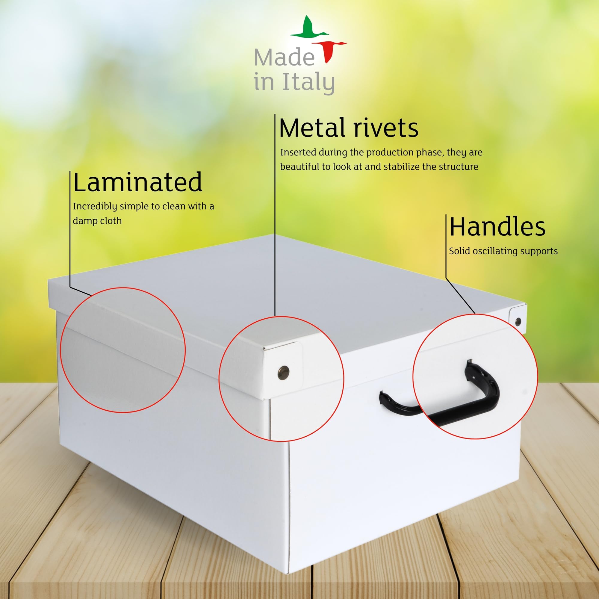 Lavatelli Set 2 pezzi Scatole armadio in cartone, organizer per vestiti e biancheria, per cambio stagione, Cuoio 50x40xh25 cm