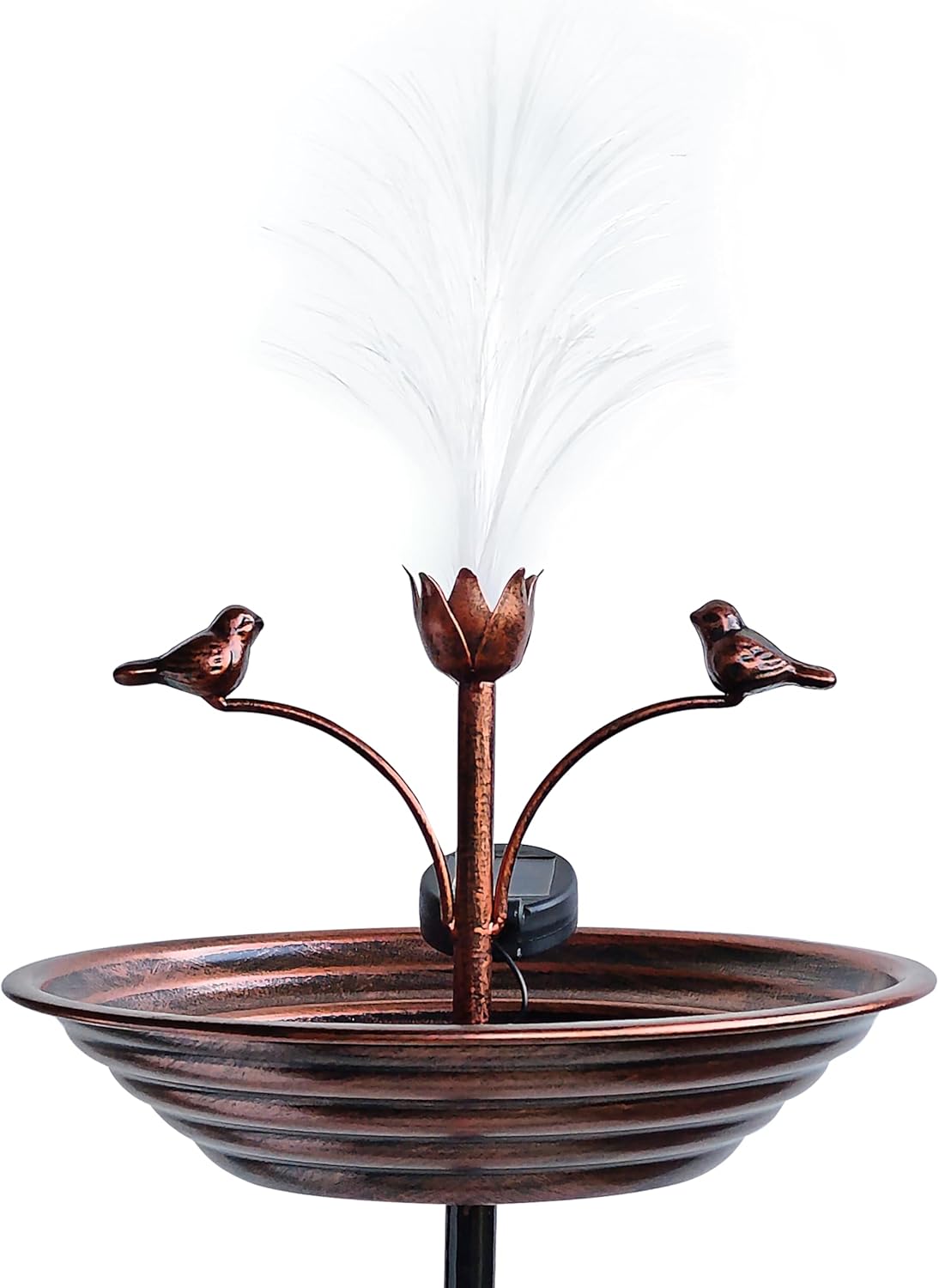 JOYBEE 43In Metal Solar Bird Bathtub with Optical Fiber -Bird Baths Feeder Bowl for Outside, Vintage Freestanding Birdbaths, Bird Baths Outdoor Stake for Garden Patio Yard Lawn Decor (Brown)