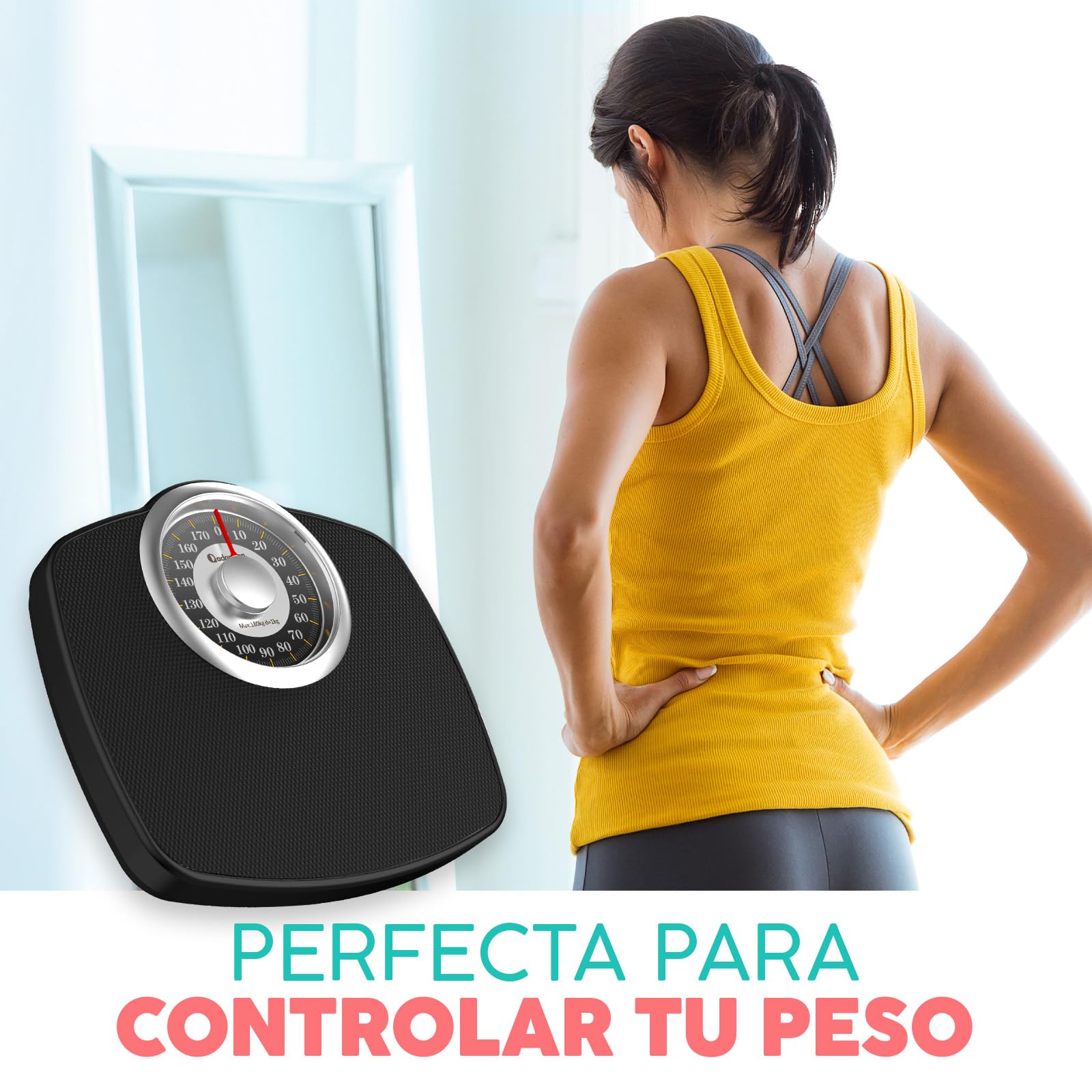 Adamson A25 - Báscula de Baño Analógica - Hasta 160 KG - Números Grandes Y Base Antideslizante - Balanzas Para Baño de Altaprecisión - 20 años de Garantía - Para Casa, Dormitorio- Gold