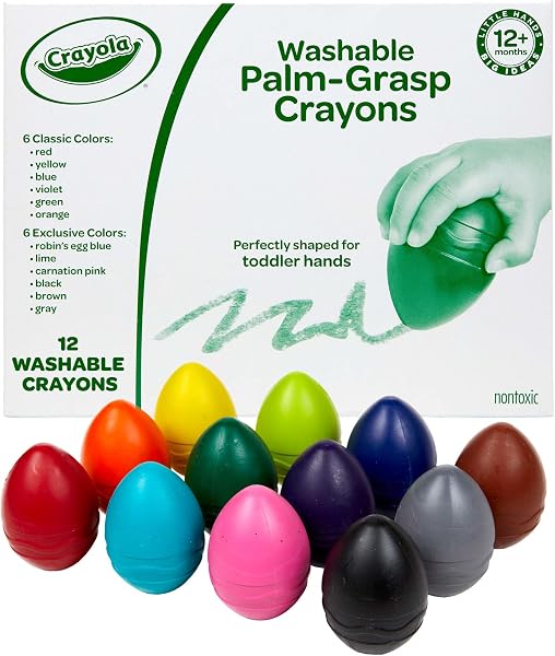 Crayola Large Egg Crayons (12ct), Classroom Must Haves, Teacher School Supplies for Toddlers, Kindergarten & Elementary,