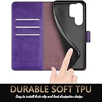 Vista 6 de SUANPOT - Funda tipo cartera para Samsung Galaxy S23 Ultra con bloqueo RFID, soporte para tarjetas de crédito, funda protectora de PU Leather