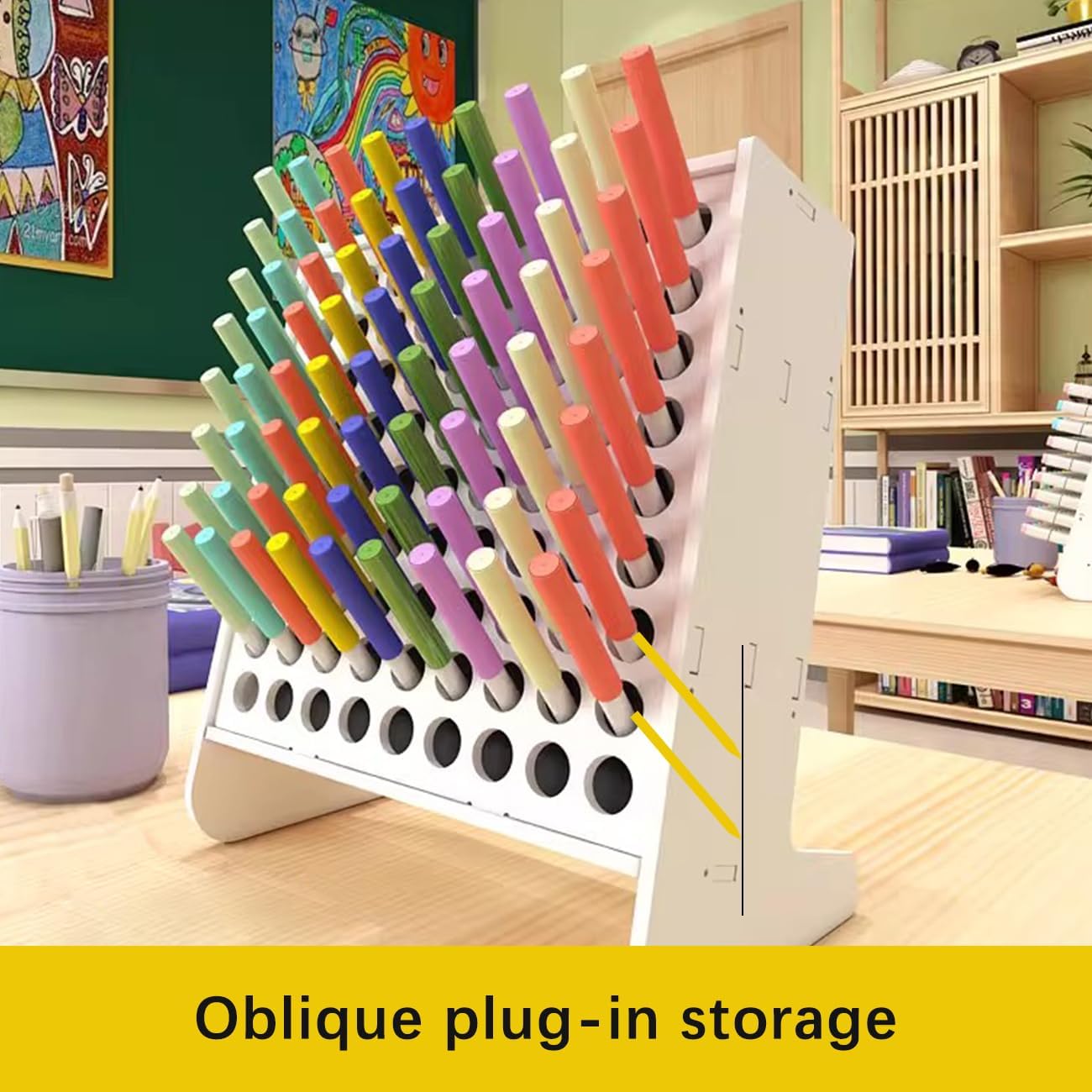 WAYUTO Tilted Marker Storage Holder Marker Storage Organizer Art Marker Storage Rack Crayon Pen Holder Colored Pencil Rack for Desk Decor