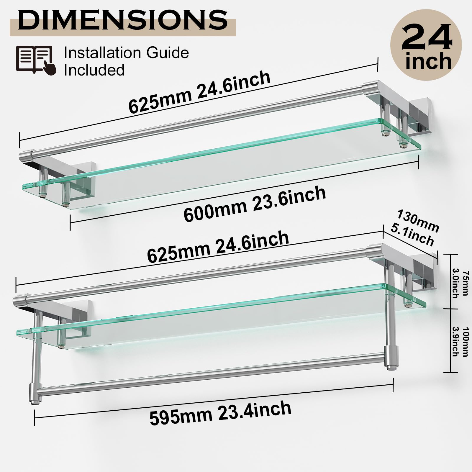 Allied Brass MA-3-SGL Mambo Collection 2 Tier Corner Glass Shelf, Spanish Gold