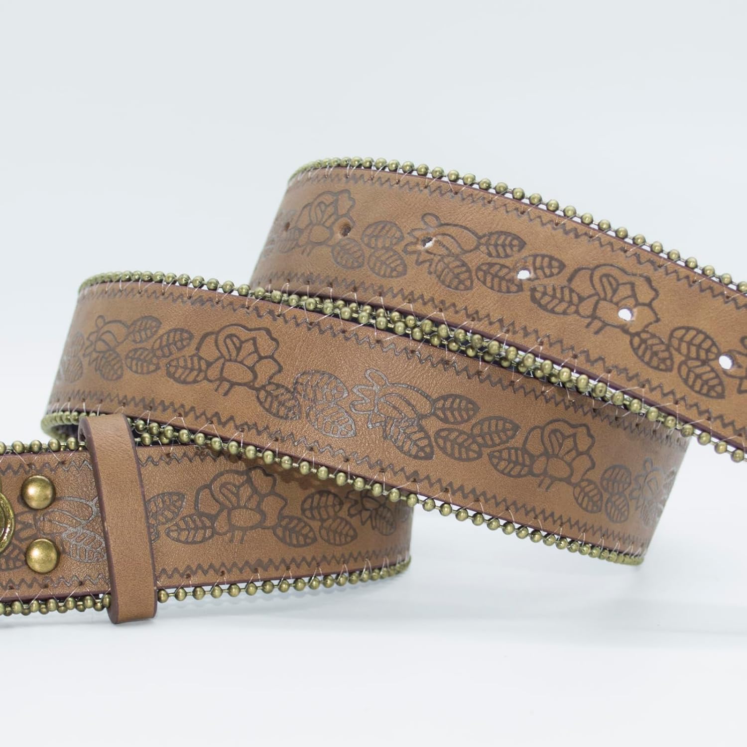 Western Belt for Women Cowgirl Cowboy PU Leather Belts for Jeans, Floral Embossed Vintage Buckle - Image 5