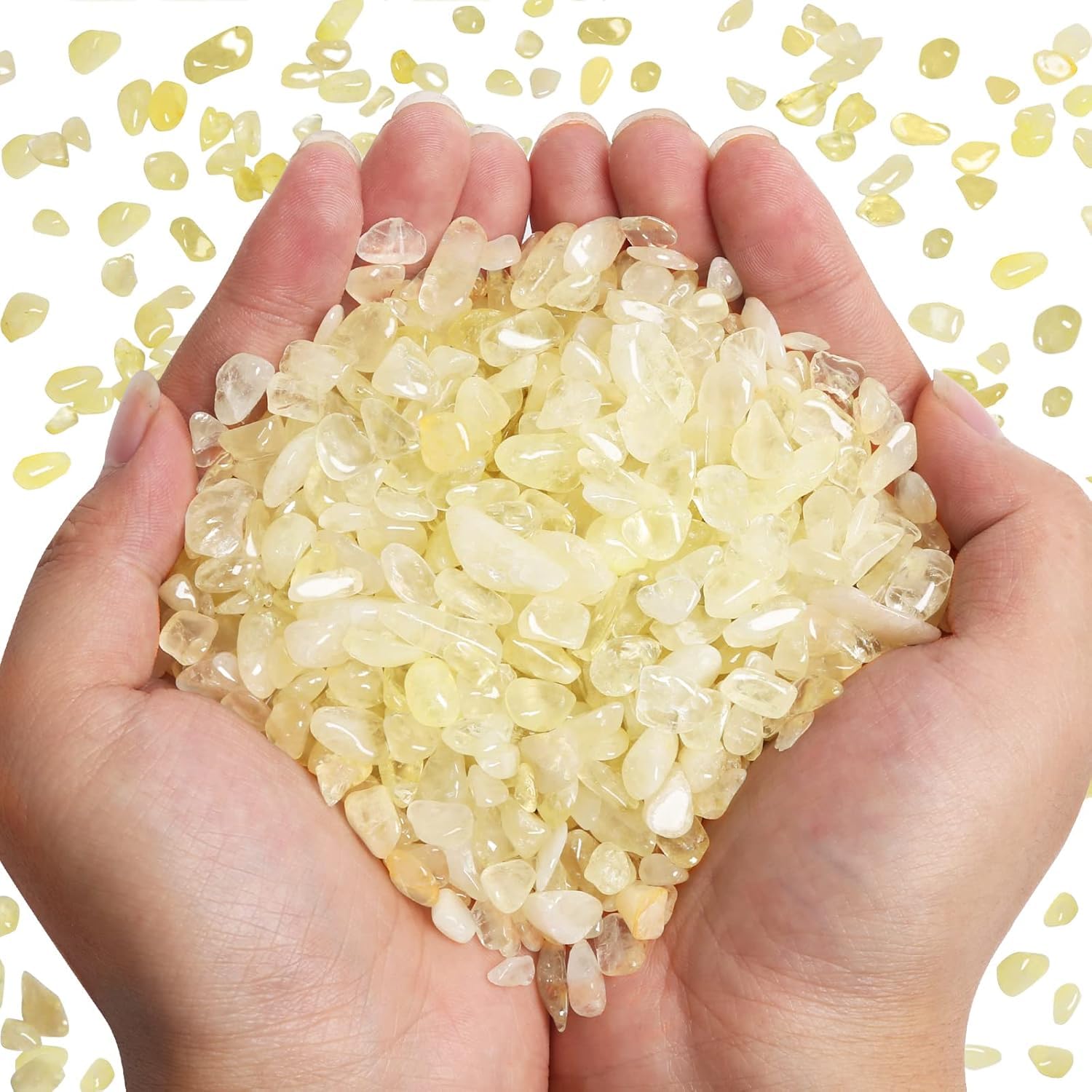 QICQDRAM Polished Gem Stones Rocks Citrine Crystals Chips Natural 2LB