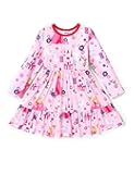 Disney Princess Frozen Elsa Minnie Stitch Floral Toddler Girl Dress A Line Long Sleeve Kids Casual Fall Clothes 2-6 Years