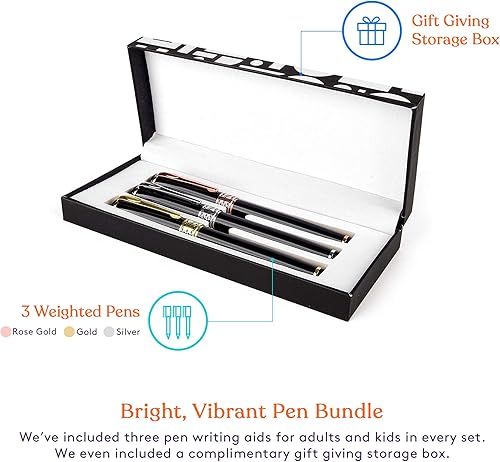 Miniatura 3 de Special Supplies Paquete de 3 bolígrafos con peso para temblores de manos, baja destreza, poca fuerza de agarre y pacientes de Parkinson, caja de