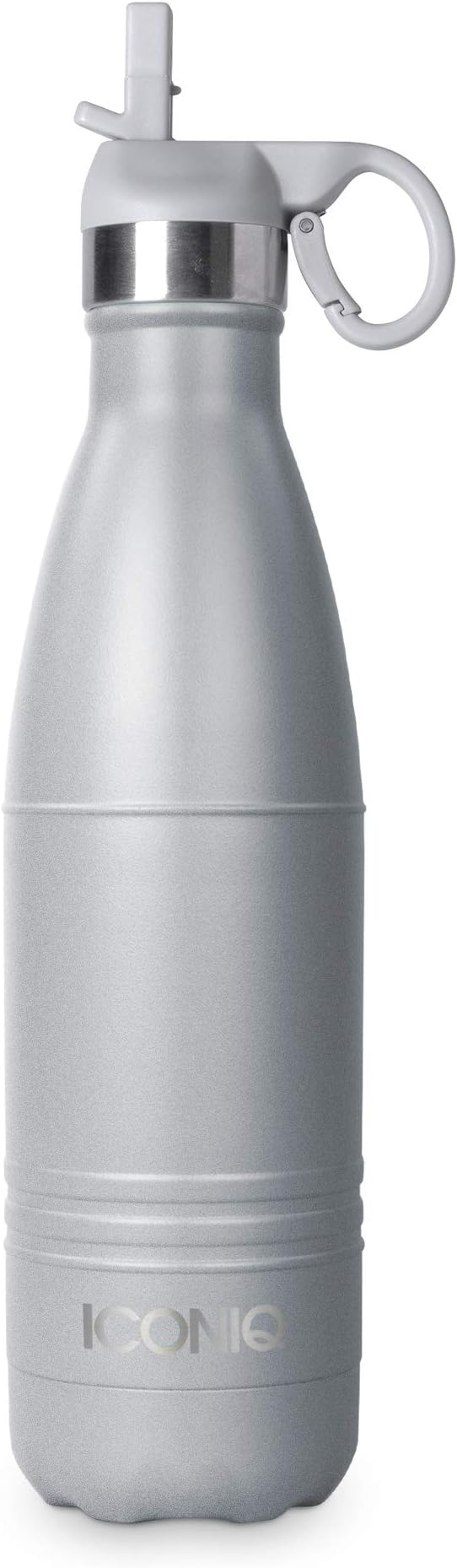 ICONIQ Stainless Steel Vacuum Insulated Water Bottle with Pop Up Straw Cap, 17 Ounce (Shadow Gray)