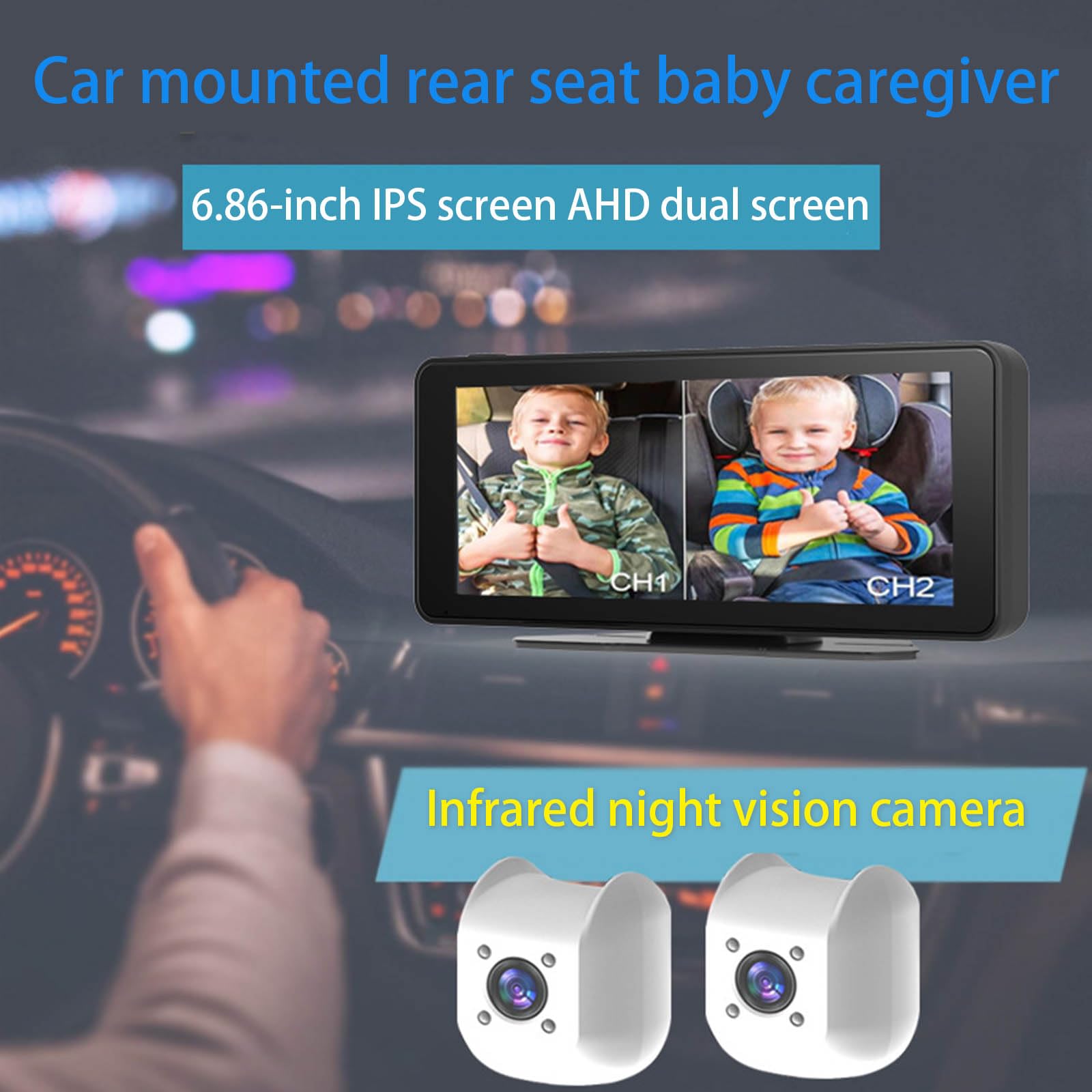 Moniteur pour bébé avec écran 7" Visibilité nocturne pour enfants Familles Installation facile Aucun outil nécessaire Plug and Play Moniteur bébé