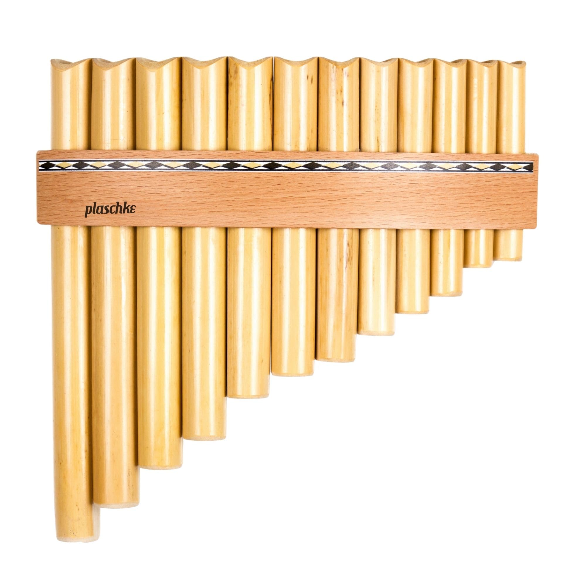 Flûte de Pan Plaschke avec ceinture en bois, fait à la main avec livre d’instructions, 12 tubes-Do