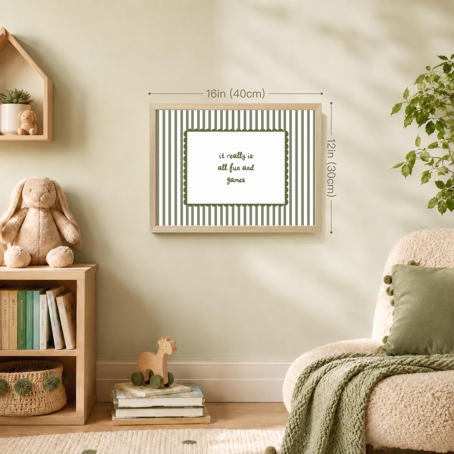 HLXRAE Green Gingham Inspirational Quote Wall Art, Wood Framed 12x16 Inch image 2