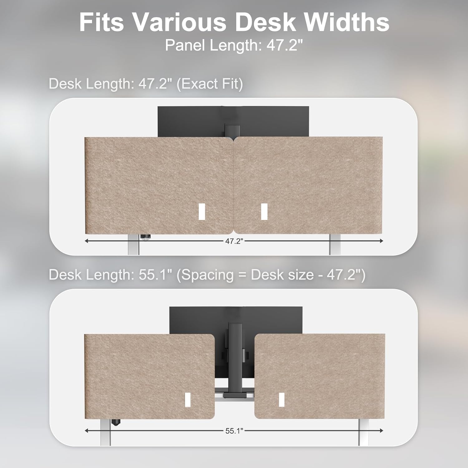 Desk Privacy Panel,2PCS L-Shaped Clamp-On Office Desk Divider,2-in-1 Adjustable Acoustic Desktop Partition Or Under Desk Modesty Panel,for Office,Home,Felt(Dark Camel, 47.2" x 17.7")
