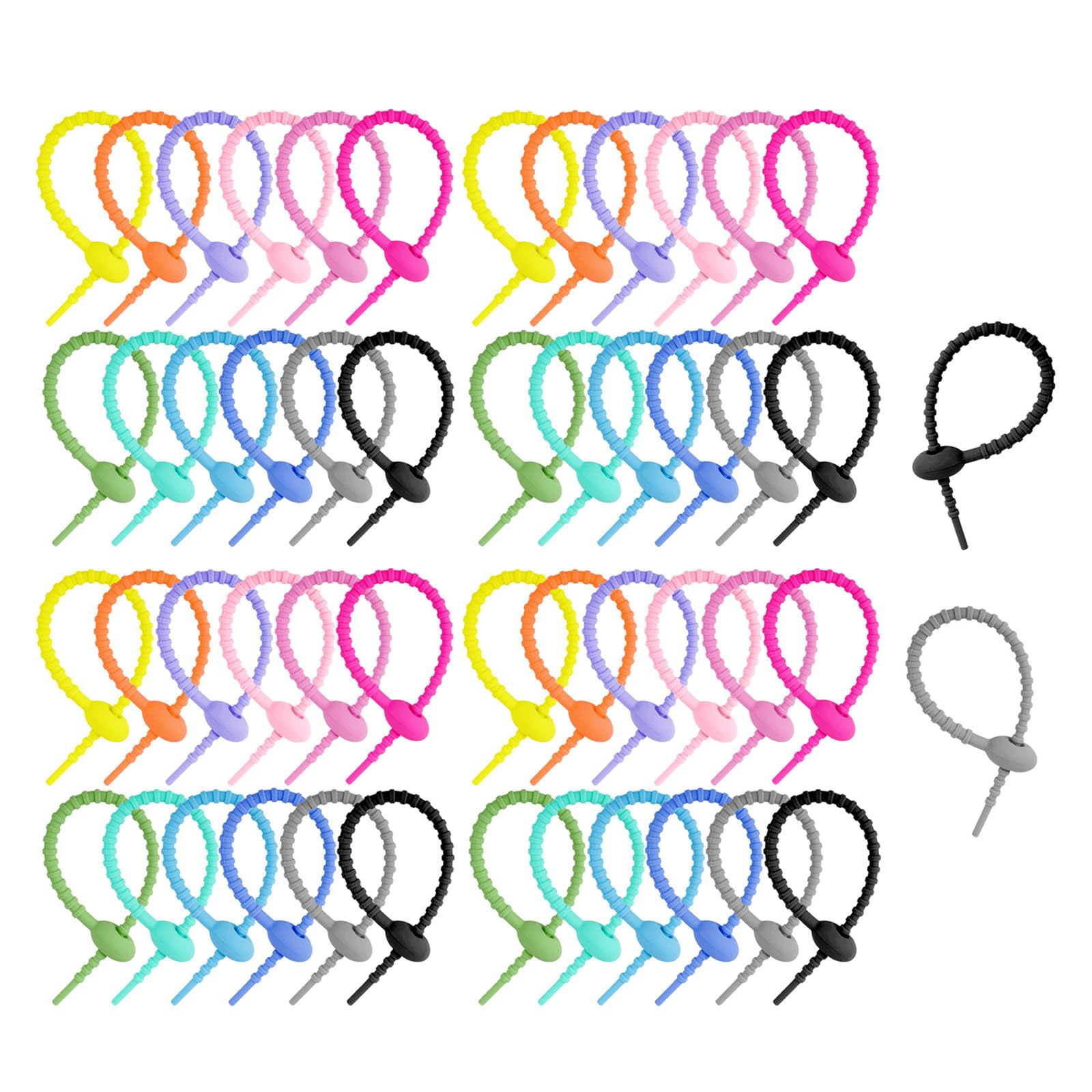 Tsophreniq Practical Candy Colors Silicone Zip Ties Colorful Silicone Bag Fasteners Wire for Organization and Organizational Tool