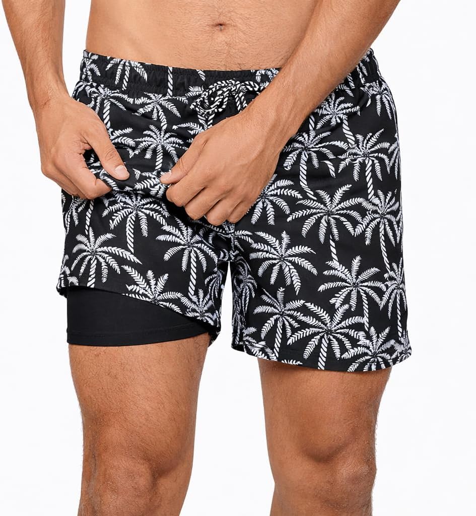 - Men's Athletic Stretch Workout Shorts Gym Quick Dry Running Trunks Boxer Lining
