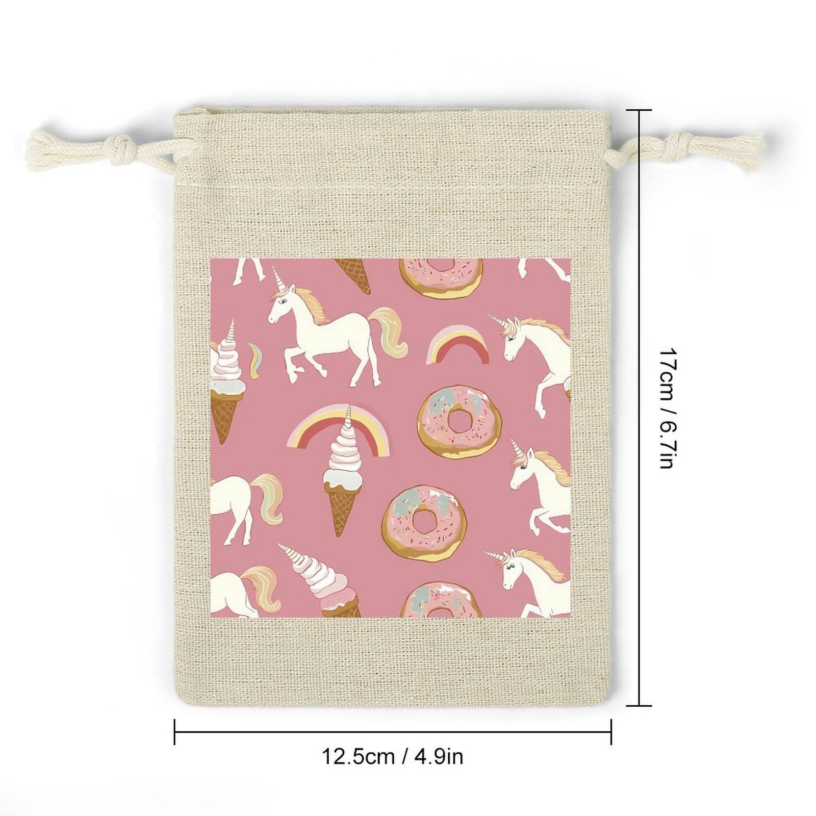 Unicorms Ice-Cream And Doughnuts 8 Pack Small Gift Bags Cotton And Linen Drawstring Pockets Sachet Bag for Party Home Supplies