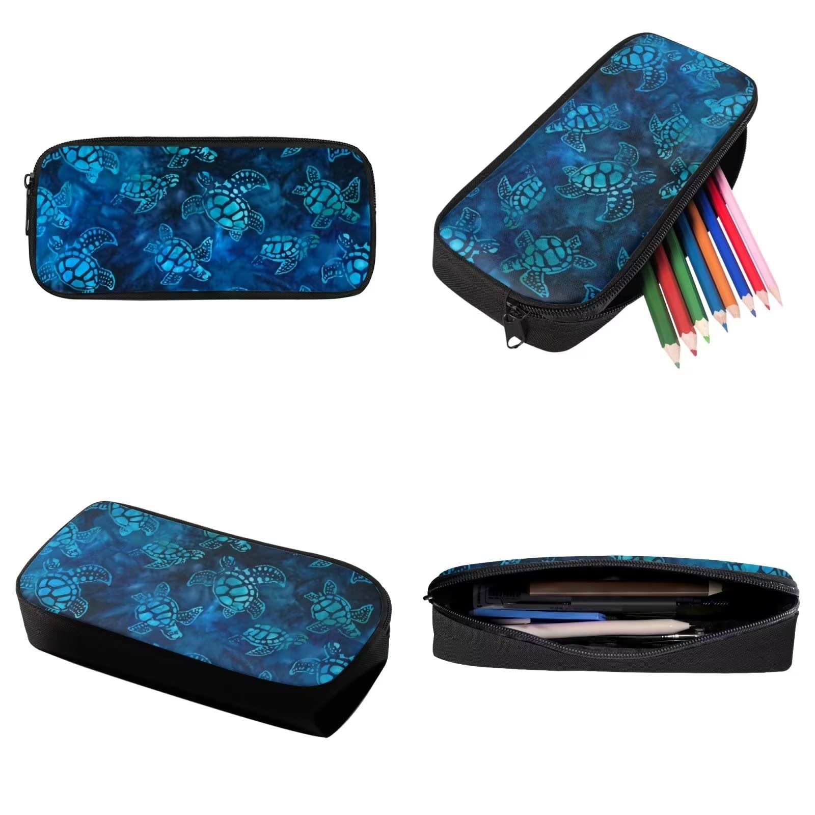 Poceacles Schultasche und Lunchbox-Set für Teenager, Jungen, Grundschule, Büchertasche, Federmäppchen für Grundschulkinder, Blaue Schildkröte, Einheitsgröße
