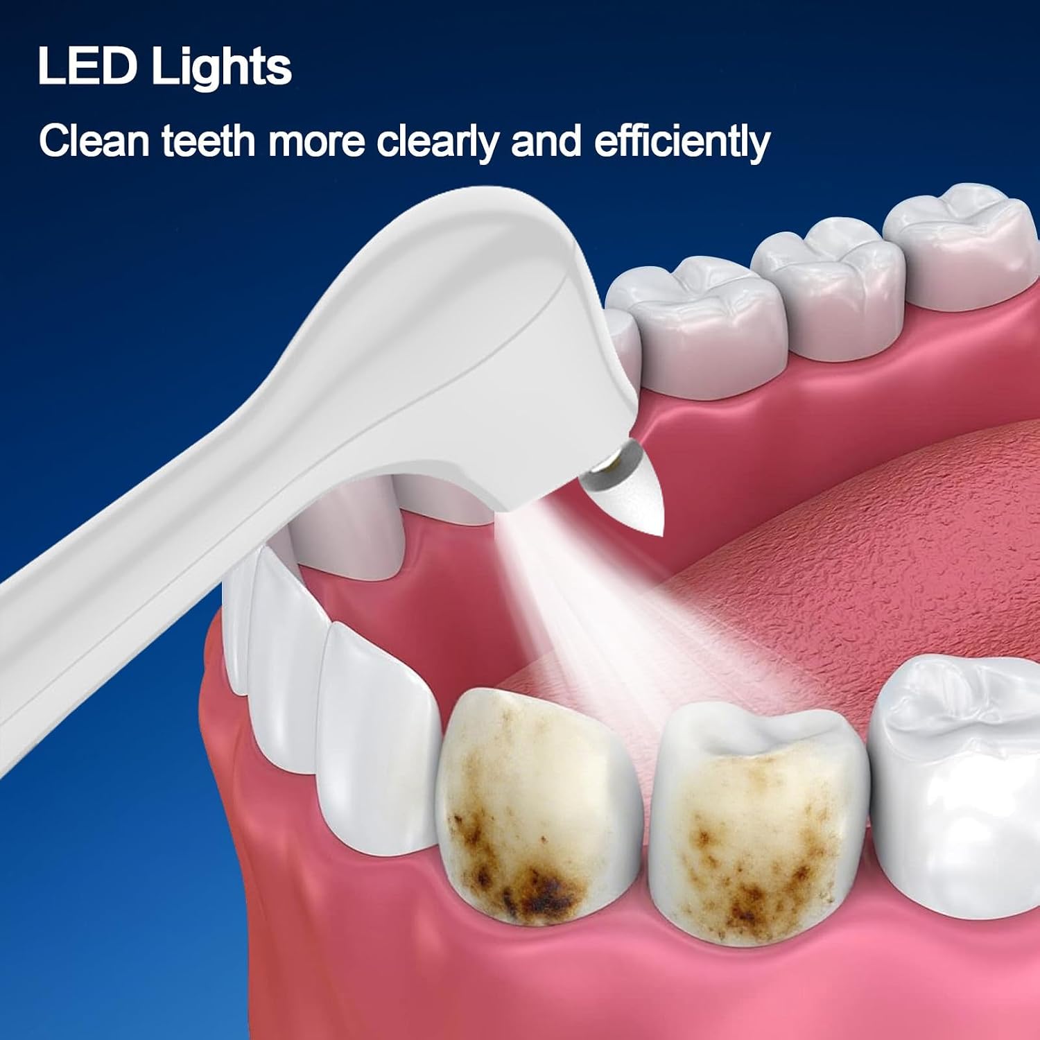 Tooth Polisher,Rechargeable Tooth Whitening Kit for Teeth Cleaning and Whitening, with 8 Brush Heads, LED Light, 5 Speed Modes Dental Polisher Personal Dental Care Kit for Home Use and Travel