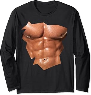 Mens Chest Six Pack Abs Funny Fake abs Muscles tee Realistic