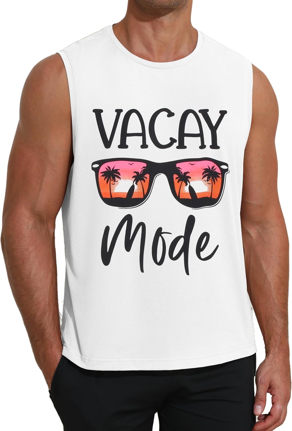 Gentlewarm Tank Tops for Men Palm Graphic Muscle Mens Shirts Casual Quick Dry Sleeveless Running Tank Top White