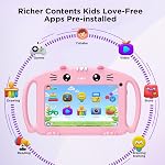 Ascrecem Kids Tablet Android 7 Inch Toddler Tablet for Kids with WiFi Quad Core 2GB 32GB ROM Parental Control Childrens Tablets with Shockproof Case Educational Games Age 3-14 Boy Girls (Pink)