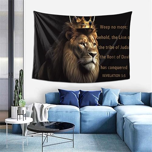 Miniatura 9 de TXIURYU Tapiz de León decoración de escritura religiosa y regalo cristiano, con el león de Judá, para dormitorio, sala de estar, dormitorio o
