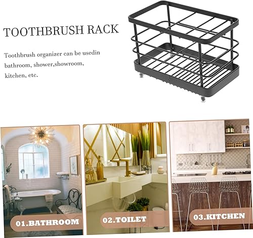 Miniatura 5 de Cabilock Soporte para pasta de dientes, pequeño soporte cromado para cepillos de dientes para baño, inoxidable inoxidable, soporte de exhibición