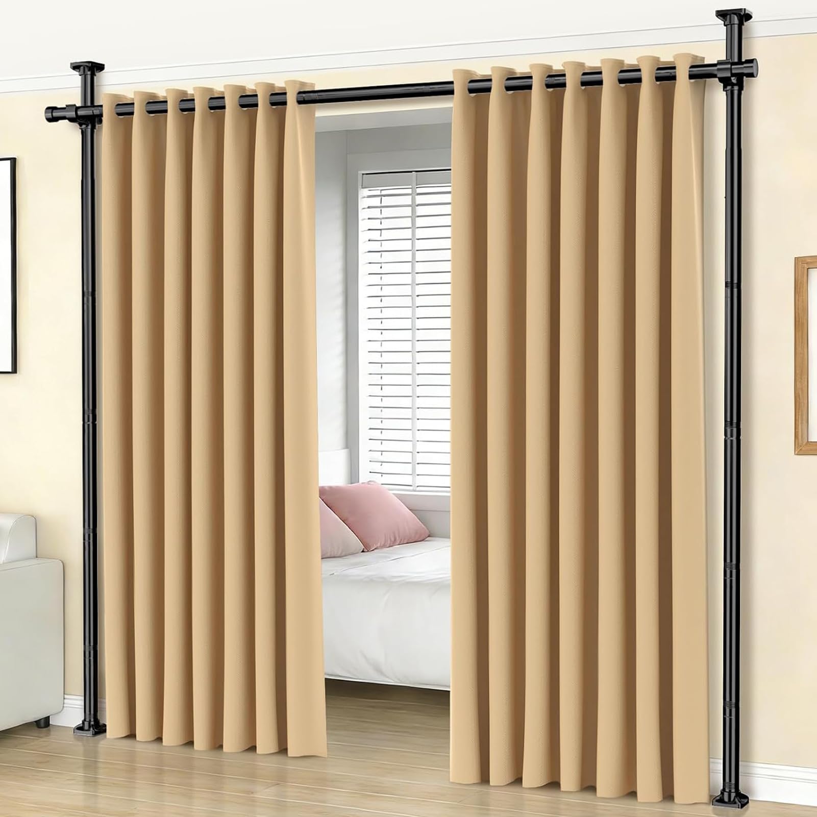 Photo 1 of SUNALLY Room Divider Tension Rod - Black
