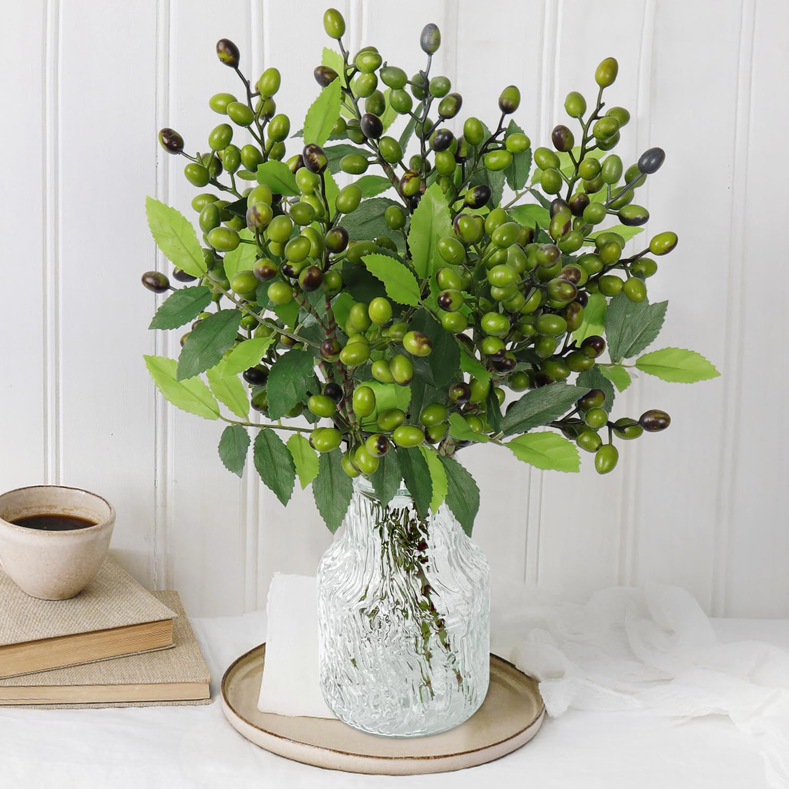 Sponsored Ad – SOMYTING 5 Bunches Artificial Olive Branches With Fruits and Stems for Vase Bouquets, Wedding Floral Arrangement and Greenery Decor (Green Olive)