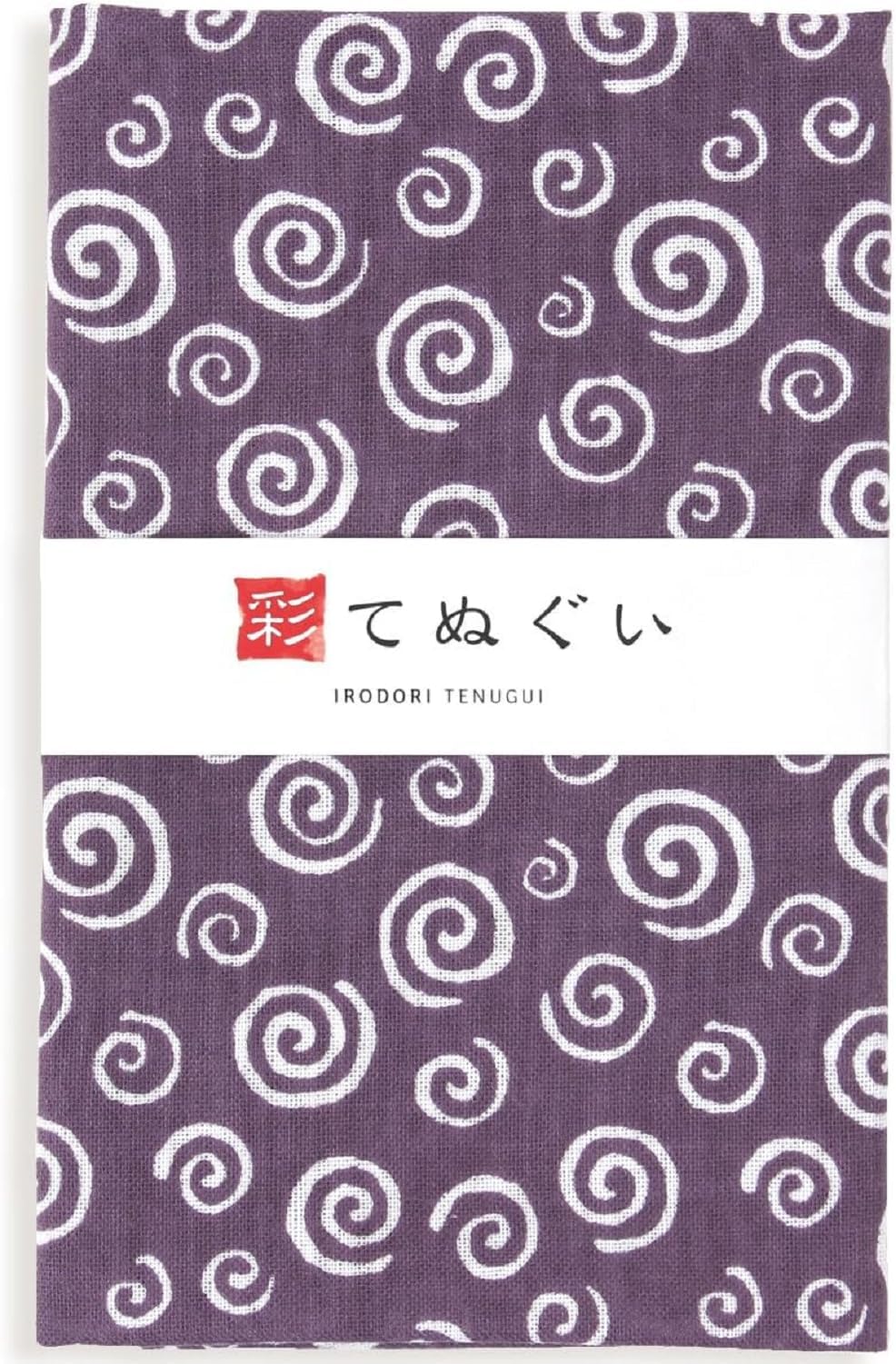 irodori Japanese Traditional Towel Tenugui Uzumaki (Swirl) 12.99 x 34.64 in with Tenugui Iroha (English Manual) Without Fray Prevention